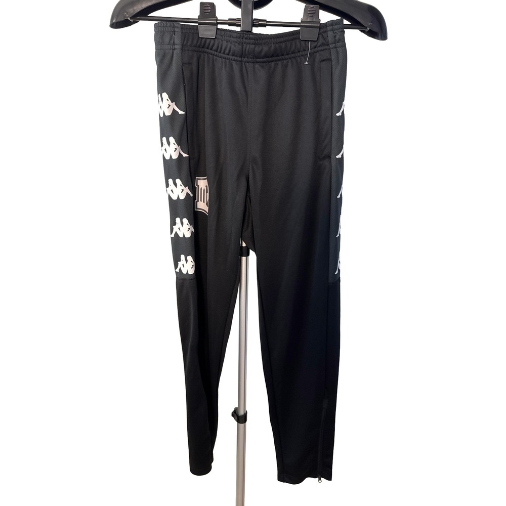 Kappa Banda Track Pants Black Logo Tape Joggers Zip Ankle Athletic Unisex XS NWT